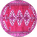 Round Persian Pink Traditional Rug, tr3378pnk