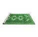 Sideview of Machine Washable Persian Emerald Green Traditional Area Rugs, wshtr3378emgrn