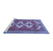 Sideview of Machine Washable Persian Blue Traditional Rug, wshtr3378blu