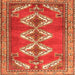 Round Machine Washable Persian Orange Traditional Area Rugs, wshtr3378org