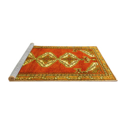 Sideview of Machine Washable Persian Yellow Traditional Rug, wshtr3378yw