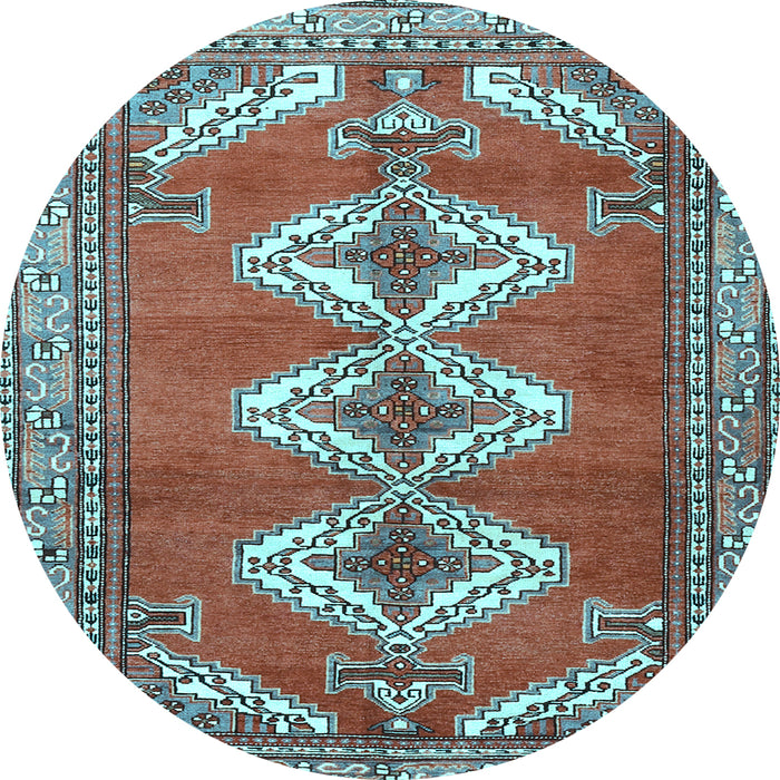 Round Machine Washable Persian Light Blue Traditional Rug, wshtr3378lblu