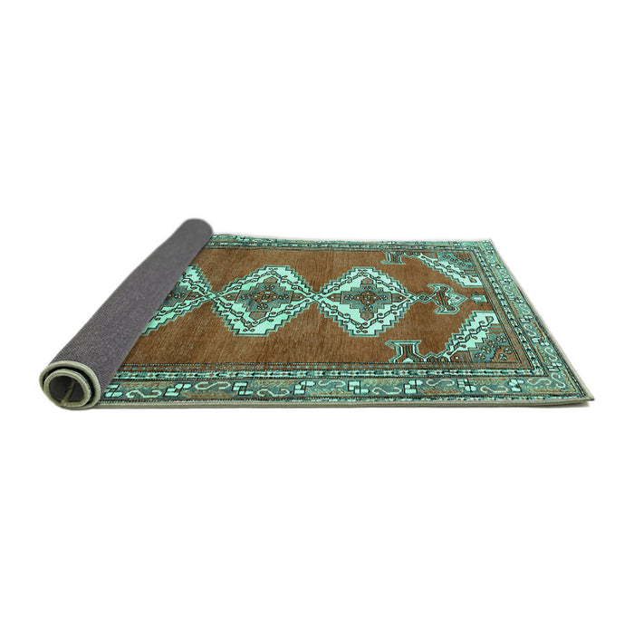 Sideview of Persian Turquoise Traditional Rug, tr3378turq