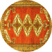 Round Persian Yellow Traditional Rug, tr3378yw