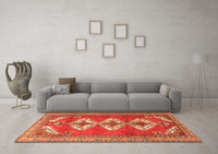 Machine Washable Persian Orange Traditional Rug, wshtr3378org