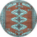 Round Persian Light Blue Traditional Rug, tr3378lblu