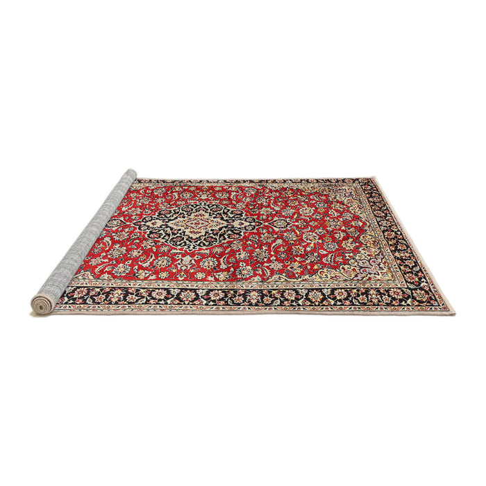 Sideview of Machine Washable Traditional Saffron Red Rug, wshtr3379