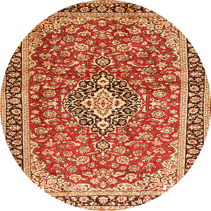 Machine Washable Medallion Orange Traditional Area Rugs, wshtr3379org