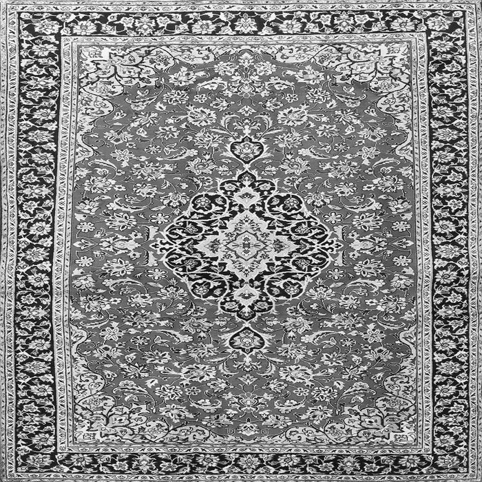 Round Machine Washable Medallion Gray Traditional Rug, wshtr3379gry