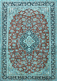 Medallion Light Blue Traditional Rug, tr3379lblu