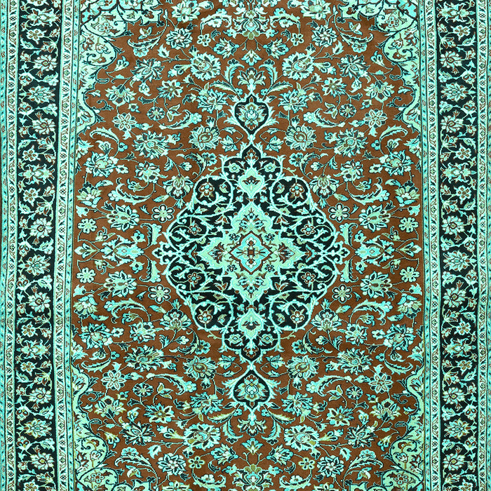 Machine Washable Medallion Turquoise Traditional Area Rugs, wshtr3379turq