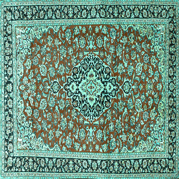 Square Medallion Turquoise Traditional Rug, tr3379turq