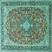 Square Medallion Turquoise Traditional Rug, tr3379turq