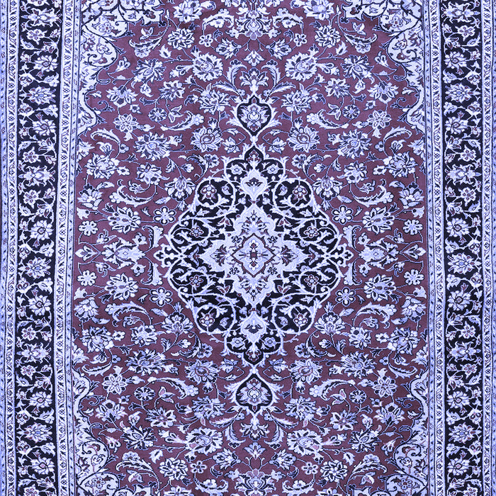 Machine Washable Medallion Blue Traditional Rug, wshtr3379blu