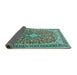 Sideview of Medallion Turquoise Traditional Rug, tr3379turq