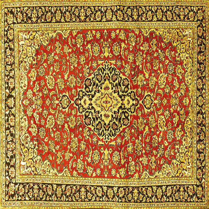 Square Medallion Yellow Traditional Rug, tr3379yw