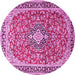 Round Medallion Pink Traditional Rug, tr3379pnk