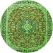 Square Medallion Green Traditional Rug, tr3379grn