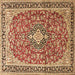 Square Medallion Brown Traditional Rug, tr3379brn