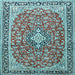 Square Medallion Light Blue Traditional Rug, tr3379lblu