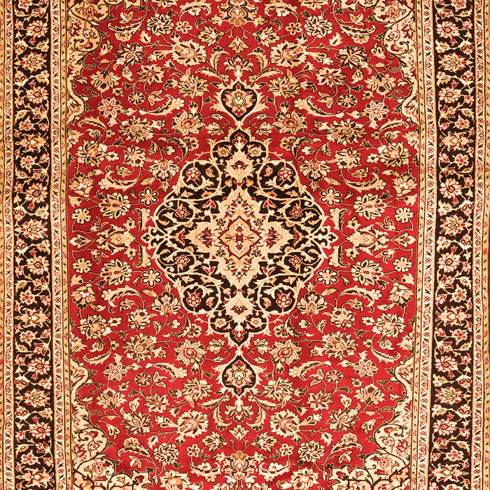 Serging Thickness of Machine Washable Medallion Orange Traditional Area Rugs, wshtr3379org