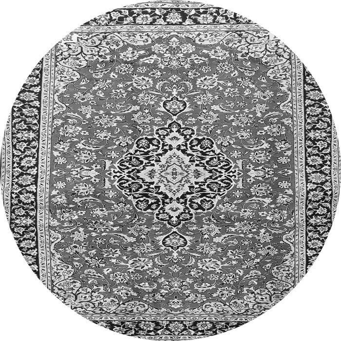 Machine Washable Medallion Gray Traditional Rug, wshtr3379gry