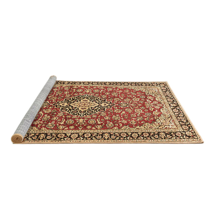 Sideview of Machine Washable Medallion Brown Traditional Rug, wshtr3379brn