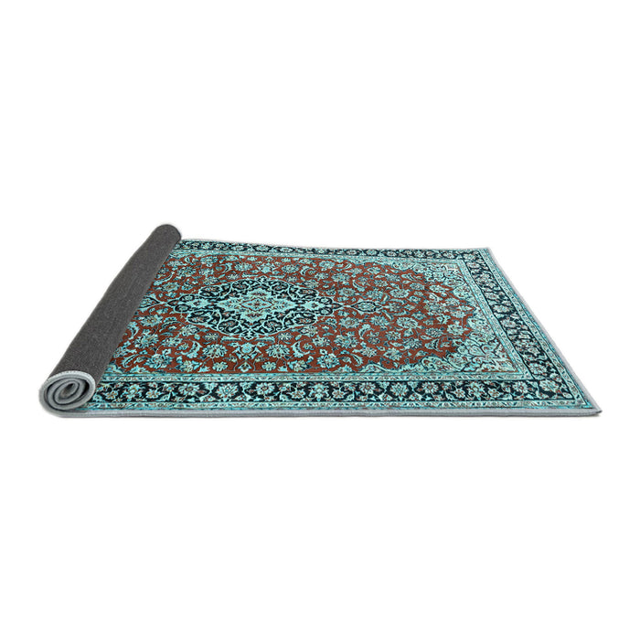 Sideview of Medallion Light Blue Traditional Rug, tr3379lblu
