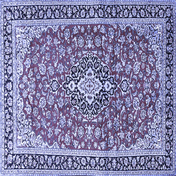 Square Machine Washable Medallion Blue Traditional Rug, wshtr3379blu