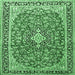 Square Medallion Emerald Green Traditional Rug, tr3379emgrn