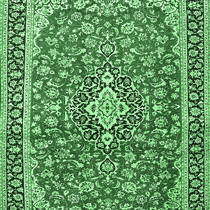 Machine Washable Medallion Emerald Green Traditional Area Rugs, wshtr3379emgrn