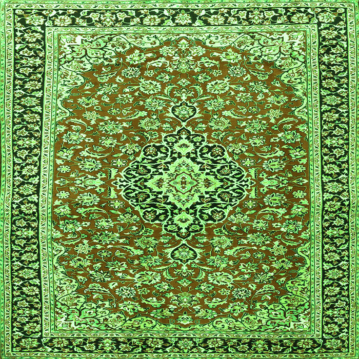 Serging Thickness of Medallion Green Traditional Rug, tr3379grn