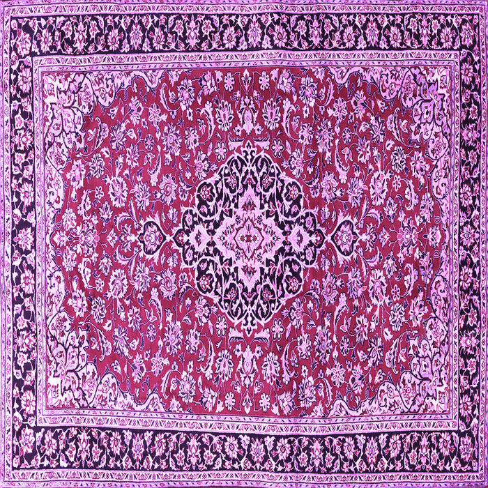 Square Machine Washable Medallion Purple Traditional Area Rugs, wshtr3379pur