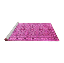 Sideview of Machine Washable Persian Pink Traditional Rug, wshtr337pnk