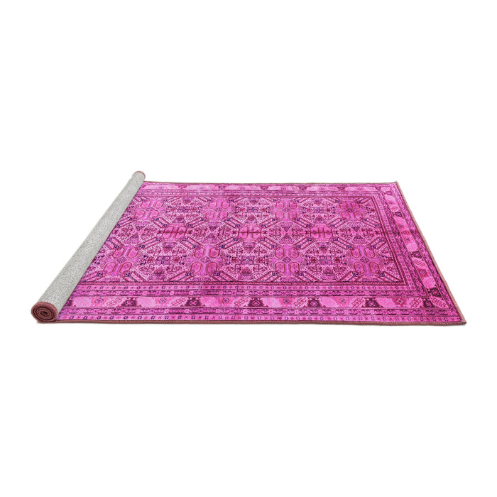Sideview of Machine Washable Persian Pink Traditional Rug, wshtr337pnk