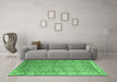 Machine Washable Persian Emerald Green Traditional Area Rugs in a Living Room,, wshtr337emgrn