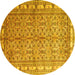 Round Persian Yellow Traditional Rug, tr337yw