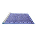 Sideview of Machine Washable Persian Blue Traditional Rug, wshtr337blu