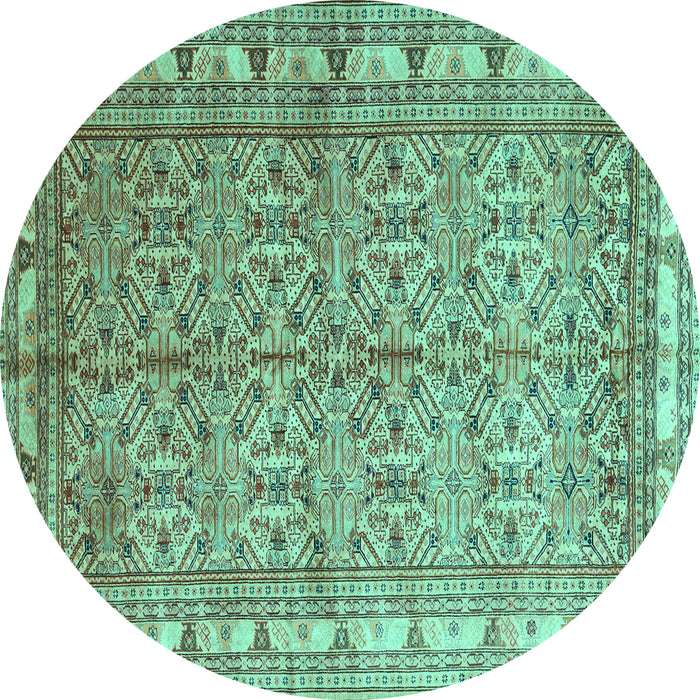 Round Persian Turquoise Traditional Rug, tr337turq
