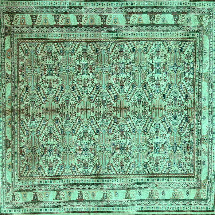 Square Machine Washable Persian Turquoise Traditional Area Rugs, wshtr337turq