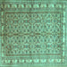 Square Machine Washable Persian Turquoise Traditional Area Rugs, wshtr337turq