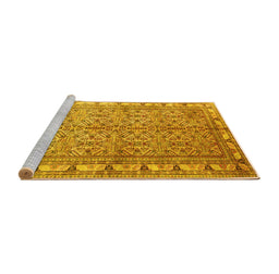 Sideview of Machine Washable Persian Yellow Traditional Rug, wshtr337yw