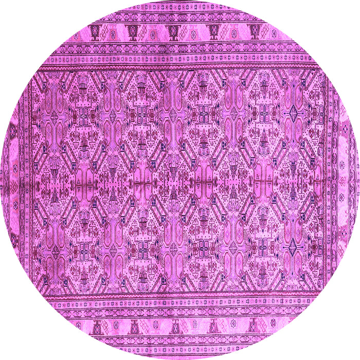 Round Machine Washable Persian Purple Traditional Area Rugs, wshtr337pur