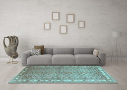 Machine Washable Persian Light Blue Traditional Rug in a Living Room, wshtr337lblu