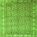 Round Machine Washable Persian Green Traditional Area Rugs, wshtr337grn