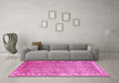 Machine Washable Persian Pink Traditional Rug in a Living Room, wshtr337pnk