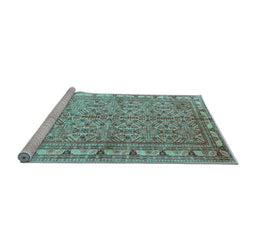 Sideview of Machine Washable Persian Light Blue Traditional Rug, wshtr337lblu