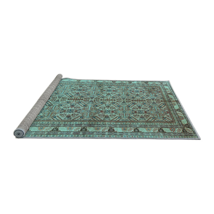 Sideview of Machine Washable Persian Light Blue Traditional Rug, wshtr337lblu