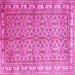 Square Machine Washable Persian Pink Traditional Rug, wshtr337pnk