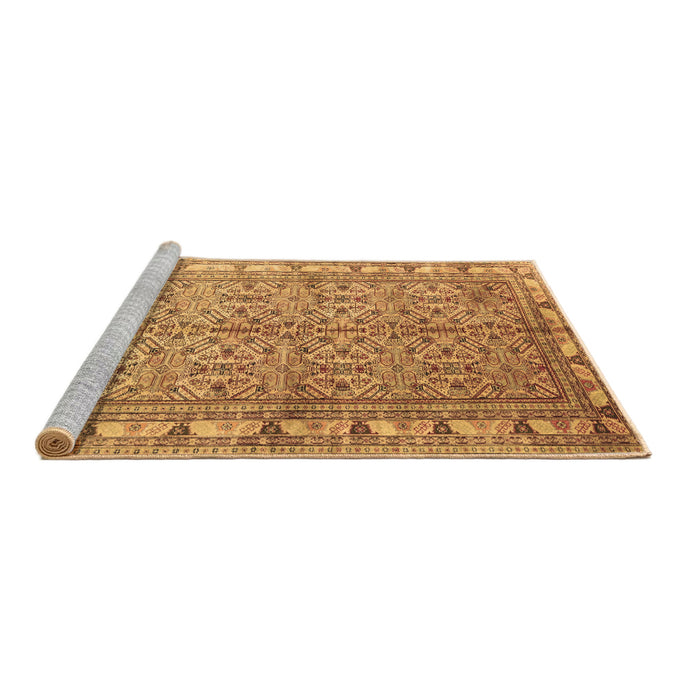 Sideview of Machine Washable Persian Brown Traditional Rug, wshtr337brn
